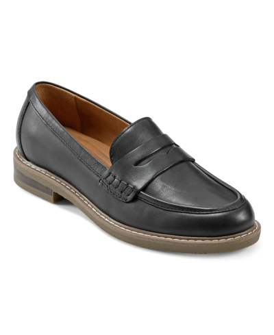 Shop Earth Women's Javas Round Toe Casual Slip-on Penny Loafers In Black Leather