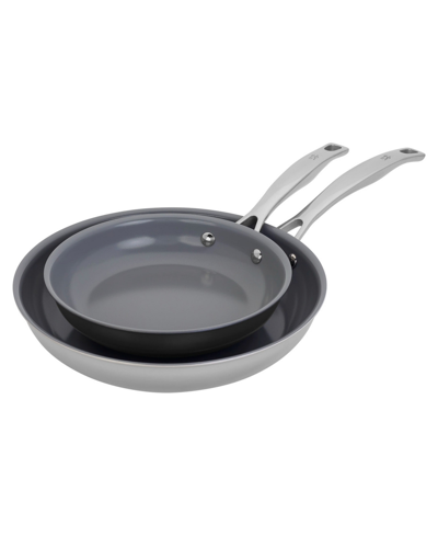 Shop J.a. Henckels Clad H3 Stainless Steel Ceramic Nonstick 2 Piece 8" And 10" Fry Pan Set
