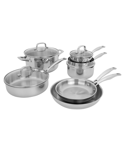 J.a. Henckels Clad H3 Stainless Steel 10 Piece Cookware Set In Stainless Steel