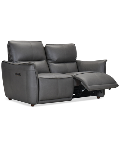 Shop Furniture Polner 63" Leather Power Motion Loveseat, Created For Macy's In Charcoal