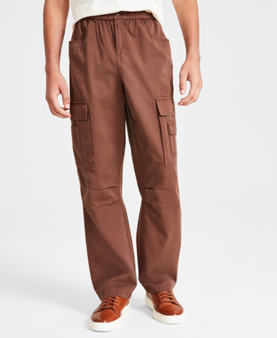 Shop Native Youth Men's Relaxed-fit Washed Cotton Cargo Pants In Brown
