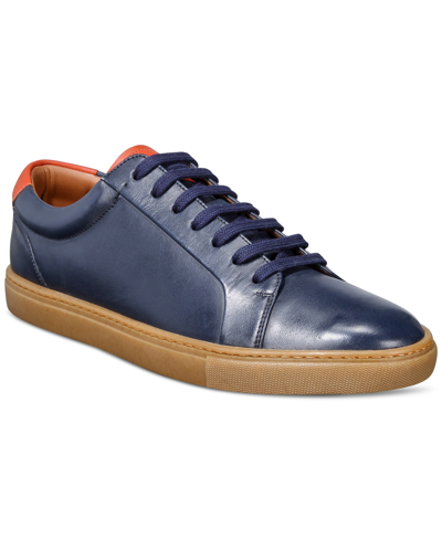 Shop Ted Baker Men's Udamou Leather Trainer Low-top Sneaker In Dark Blue