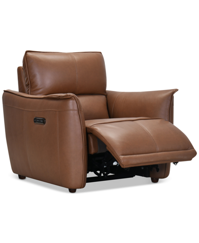 Shop Furniture Polner 39" Leather Power Motion Chair, Created For Macy's In Russet