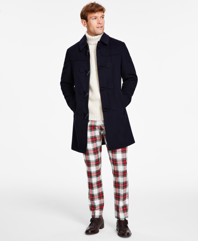 Shop Tommy Hilfiger Men's Modern-fit Solid Overcoat In Navy