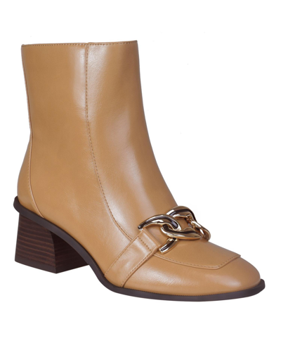 Shop Impo Women's Jeriel Chain Detail Block Heel Booties In Camel