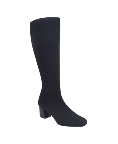 Shop Impo Women's Jenner Memory Foam Stretch Knit Knee High Boots In Black