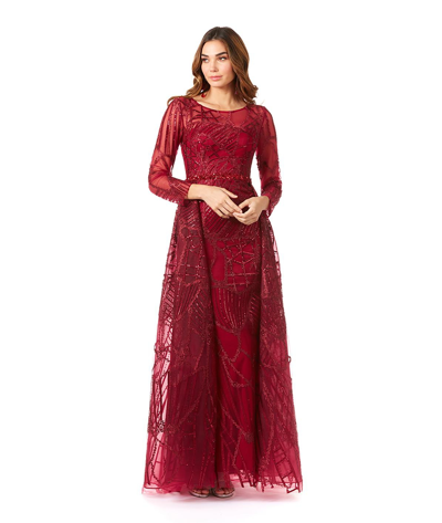 Shop Lara Women's Gorgeous Overskirt Dress With Long Sleeves In Darkred