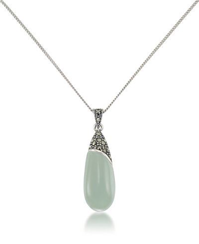 Macy's Jade Elongated Pendant And A Curb Chain In Jade