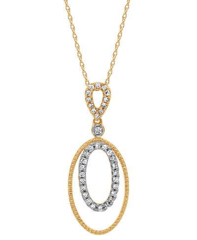 Shop Macy's Diamond Oval Openwork 18" Pendant Necklace (1/4 Ct. T.w.) In 10k Gold In Yellow