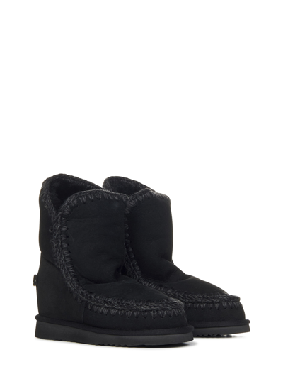 Shop Mou Inner Wedge Boots In Black