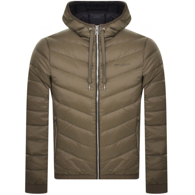 Shop Armani Exchange Hooded Down Jacket Khaki