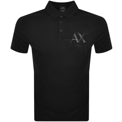 Shop Armani Exchange Logo Polo T Shirt Black