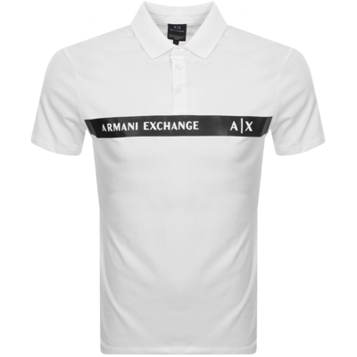 Shop Armani Exchange Logo Polo T Shirt White