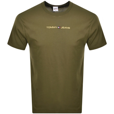 Shop Tommy Jeans Classic Gold Linear T Shirt Green