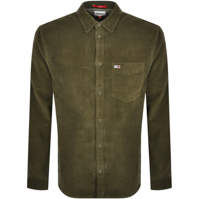Shop Tommy Jeans Long Sleeved Corduroy Shirt Green
