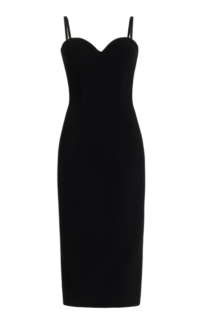 Shop Sergio Hudson Strapless Midi Dress In Black