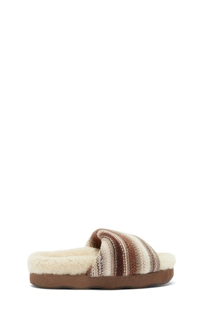 Shop Chloé Wavy Genuine Shearling Lined Slide Sandal In Multicolor Brown 1