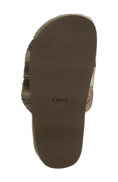 Shop Chloé Wavy Genuine Shearling Lined Slide Sandal In Multicolor Brown 1