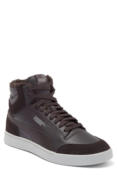 Puma Shuffle Mid Top Faux Fur Lined Sneaker In Flat Dark Gray-iron-gray |  ModeSens
