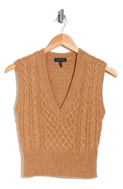 Shop Rag & Bone Elizabeth Cable Wool Blend Sweater Vest In Camel