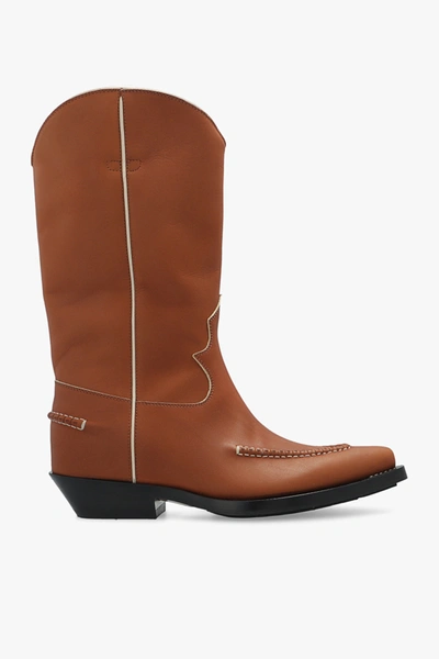 Shop Chloé Brown ‘nelie' Leather Cowboy Boots In New