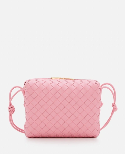 Shop Bottega Veneta Small Loop Leather Crossbody Bag In Pink