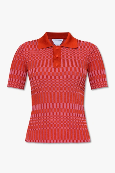 Shop Bottega Veneta Red Ribbed Polo Shirt In New