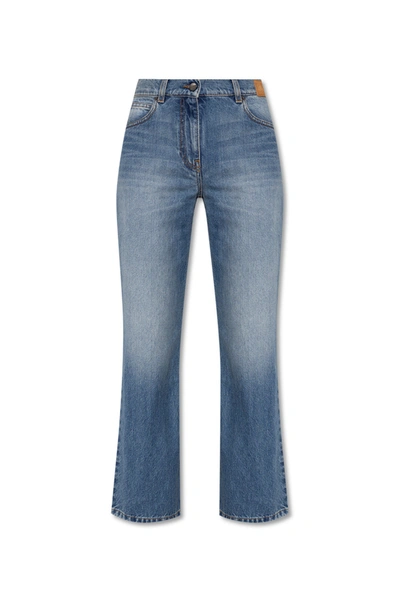 Shop Palm Angels Blue Flared Jeans In New