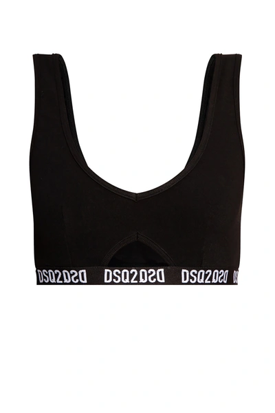 Dsquared2 logo-underband sports bra - Black, £113.00
