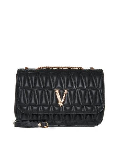 Shop Versace Shoulder Bag In Black+multicolor- Gold