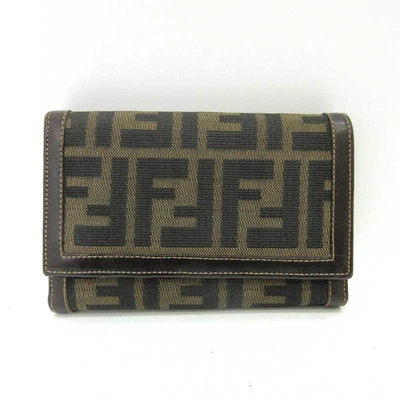 Shop Fendi Khaki Leather Wallet  ()