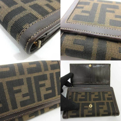 Shop Fendi Khaki Leather Wallet  ()