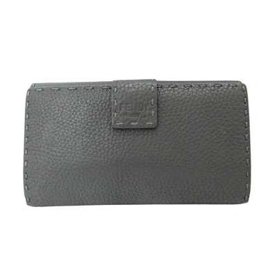 Shop Fendi Selleria Grey Leather Wallet  ()