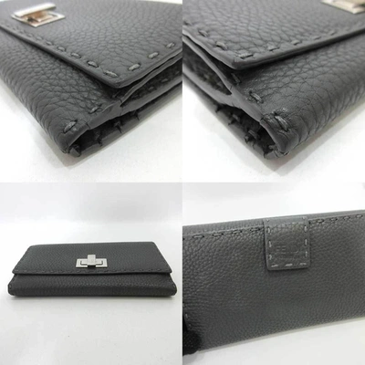 Shop Fendi Selleria Grey Leather Wallet  ()