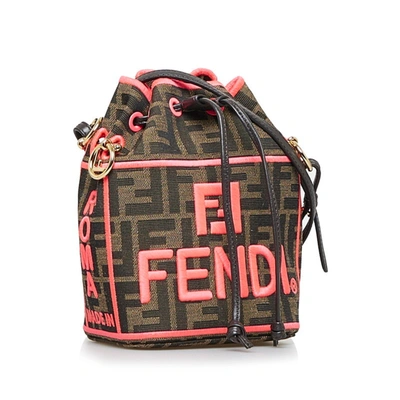 Shop Fendi Zucca Red Canvas Shoulder Bag ()