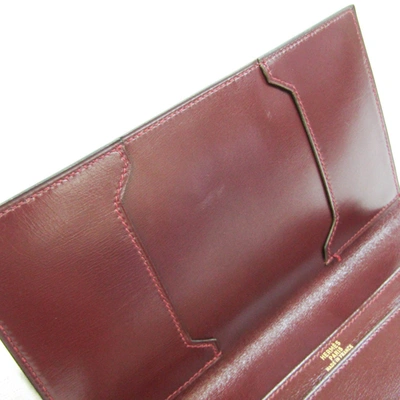 Shop Hermes Hermès Burgundy Leather Wallet  ()