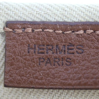 Shop Hermes Hermès Calicut Camel Canvas Tote Bag ()