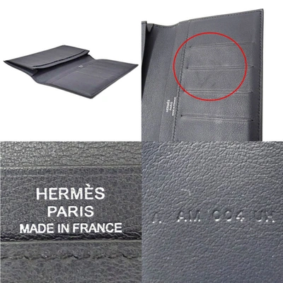 Shop Hermes Hermès Citizen Twill Black Leather Wallet  ()