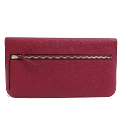 Hermes Hermès Dogon Red Leather Wallet () In Brown