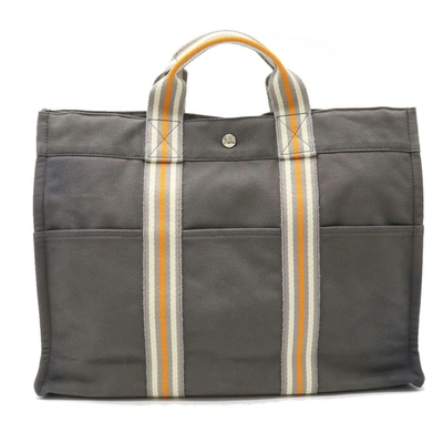 Hermes Hermès Fourre Tout Grey Canvas Tote Bag ()
