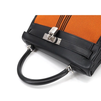 Shop Hermes Hermès Kelly 28 Orange Leather Handbag ()
