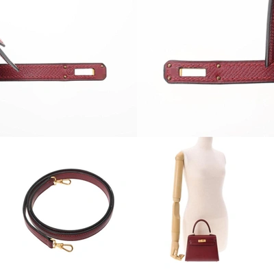 Shop Hermes Hermès Kelly Burgundy Leather Handbag ()