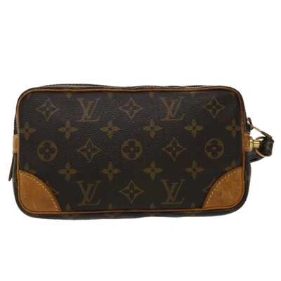 Pre-owned Louis Vuitton Marly Dragonne Brown Canvas Clutch Bag ()