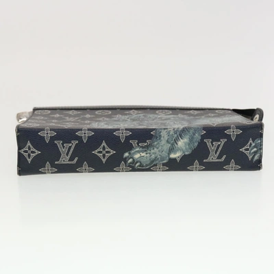 Pre-owned Louis Vuitton Pochette Voyage Navy Canvas Clutch Bag ()