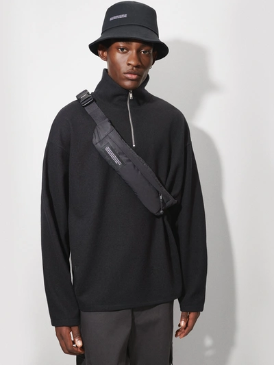 Pangaia Men's Recycled Wool Jersey Half-zip Sweater — Black In Black