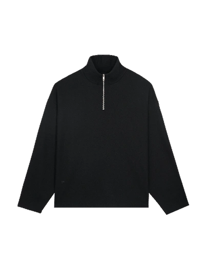 Pangaia Men's Recycled Wool Jersey Half-zip Sweater — Black In Black