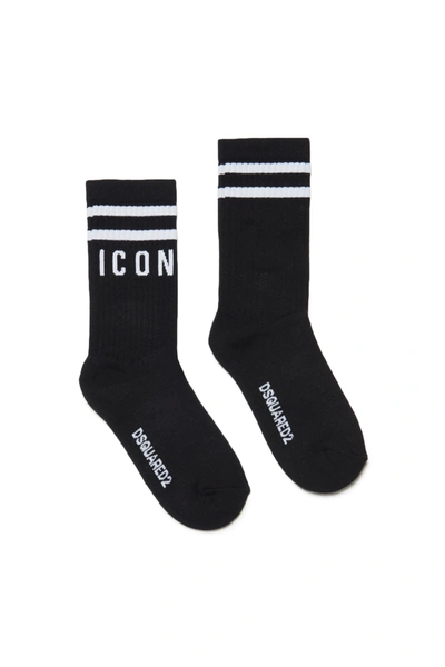 Shop Dsquared2 Black Socks With Icon Logo