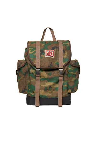 Shop Dsquared2 Camouflage Allover Military Backpack With Patches In Green