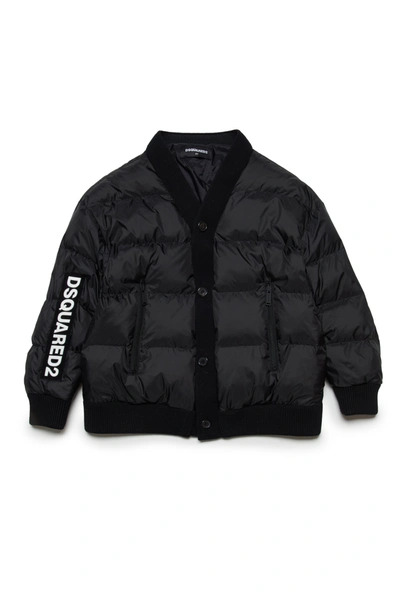 Shop Dsquared2 Cardigan-type Padded Jacket With Logo In Black