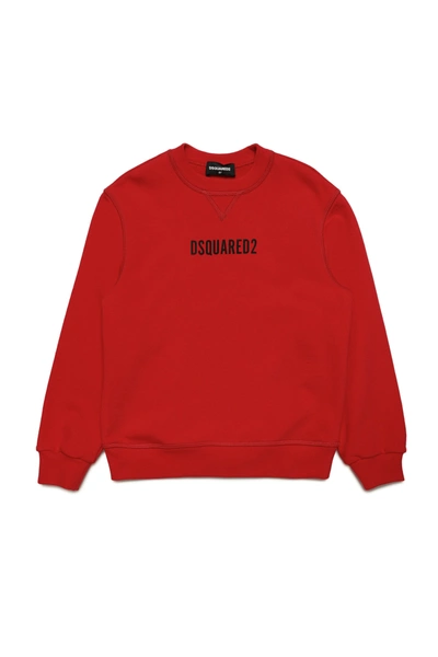 Shop Dsquared2 Cotton Crew-neck Sweatshirt With Logo In Red